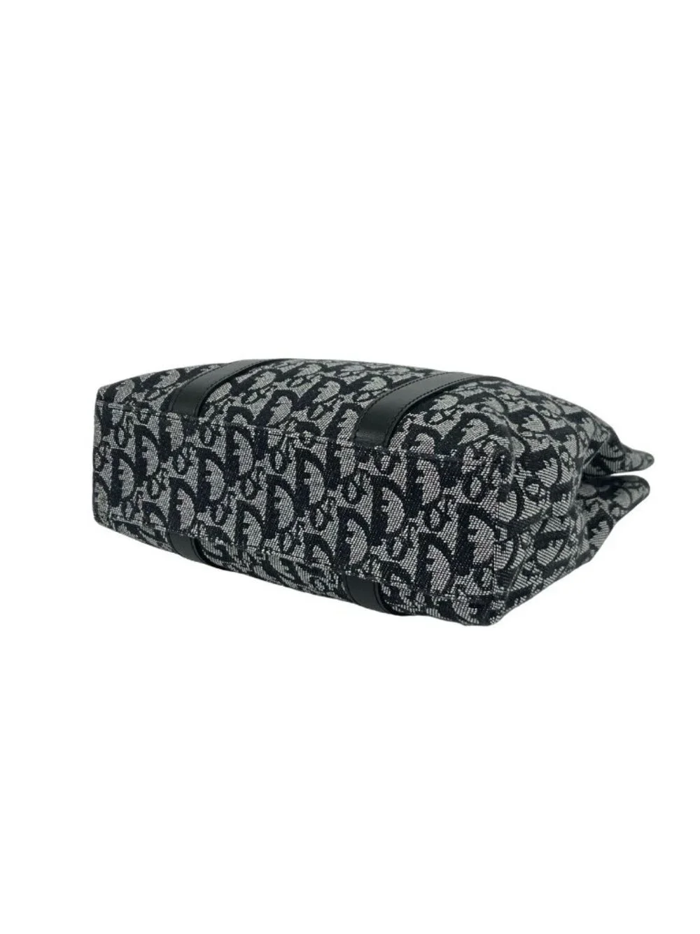 Dior Trotter Pattern Canvas Leather Handbag Mini Tote Black